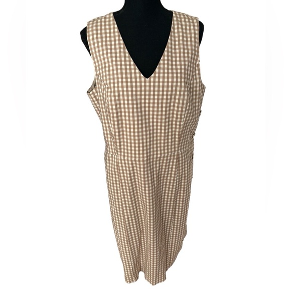 J. Mclaughlin NEW Tan Paulson Gingham Sleeveless Dress Plaid size 14 - Picture 5 of 16